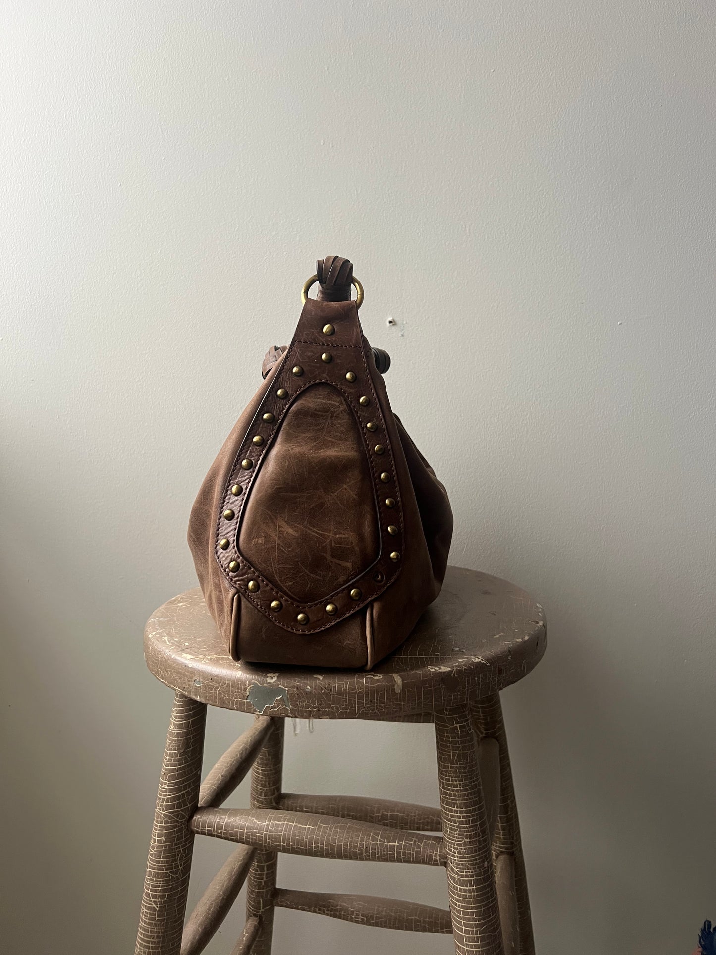 Jimmy Choo Braided Brown Saddle Bag