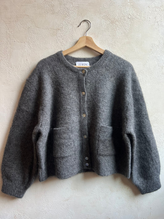 Amélie Alpaca Cardigan in Charcoal By Le Bon Shoppe