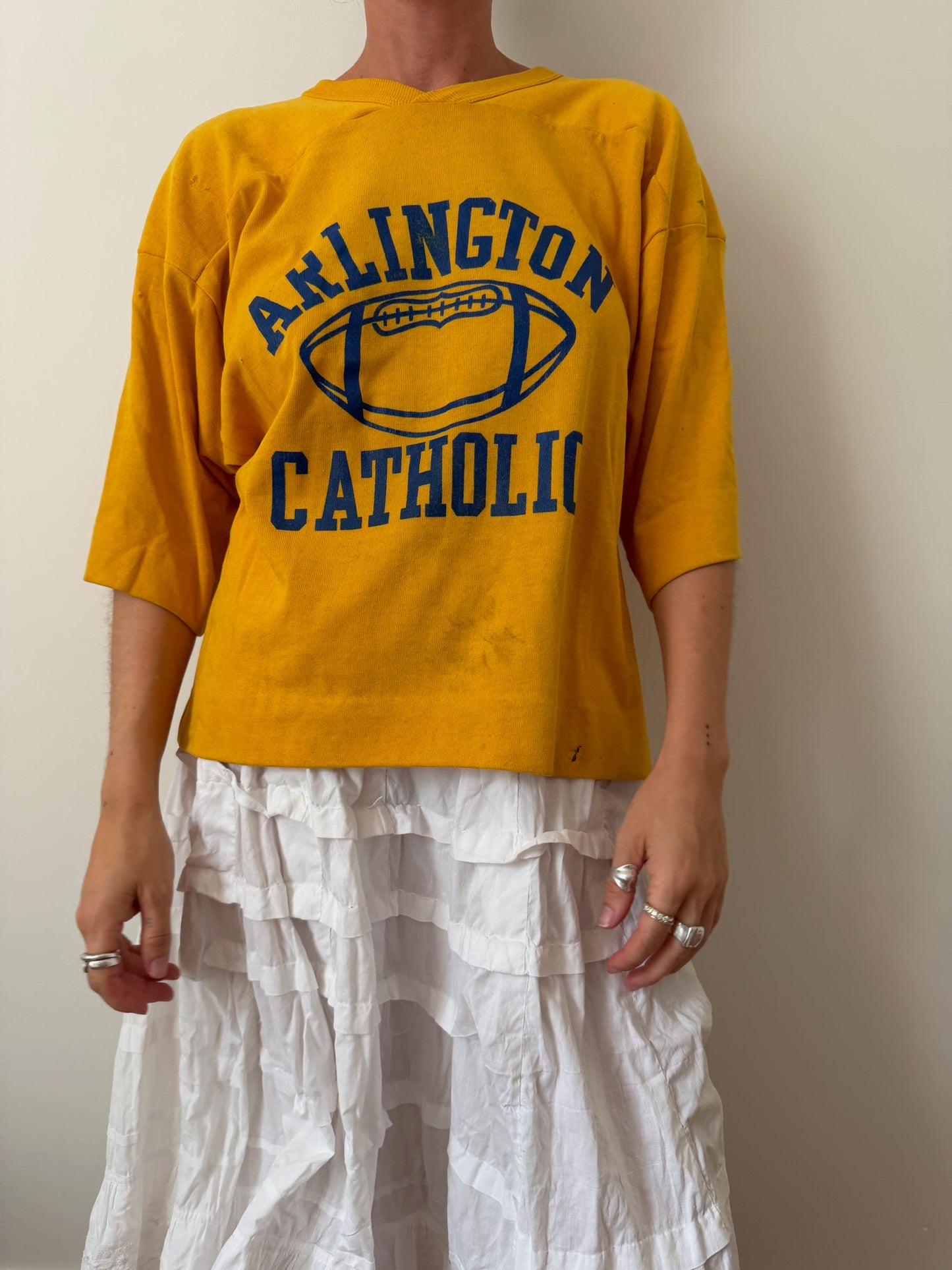 Yellow Cropped Arlington Football Jersey