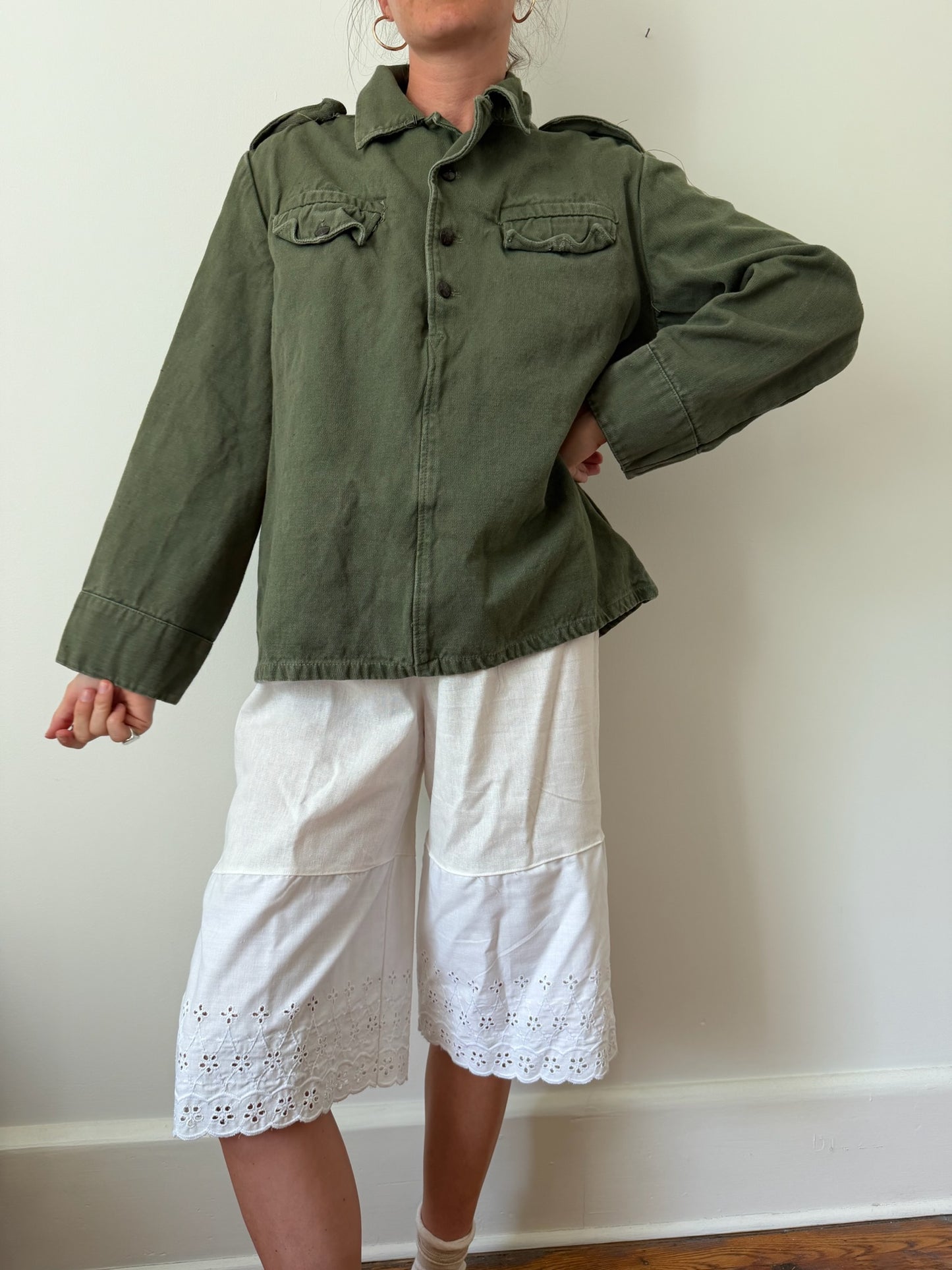 Pullover Green Military Shacket