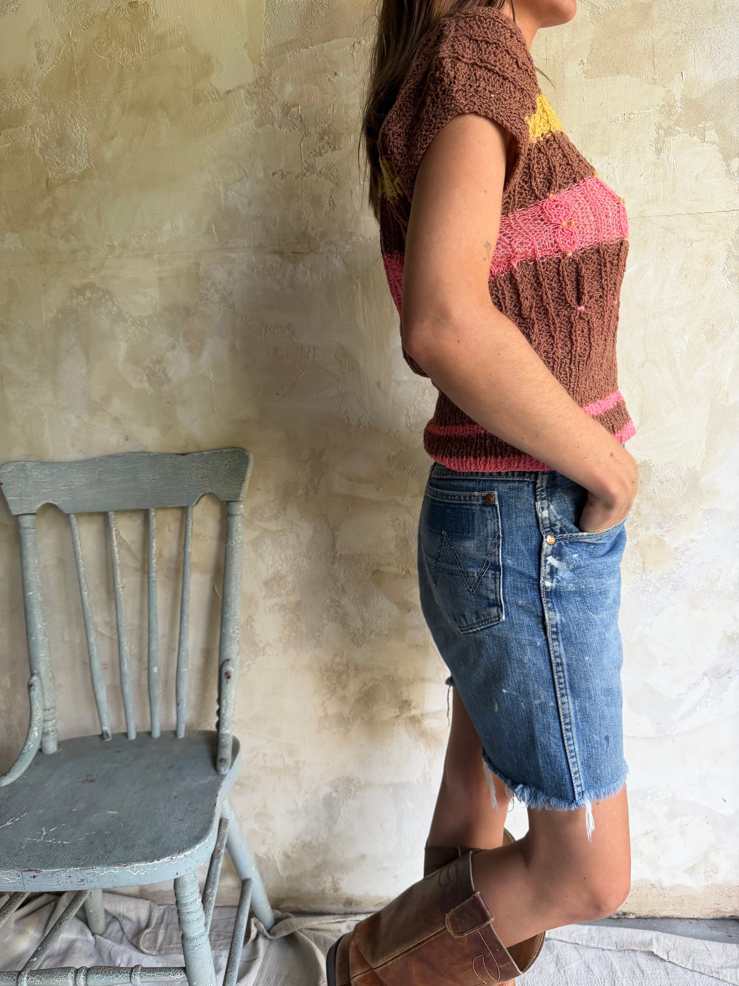 Vintage Striped Knit Vest