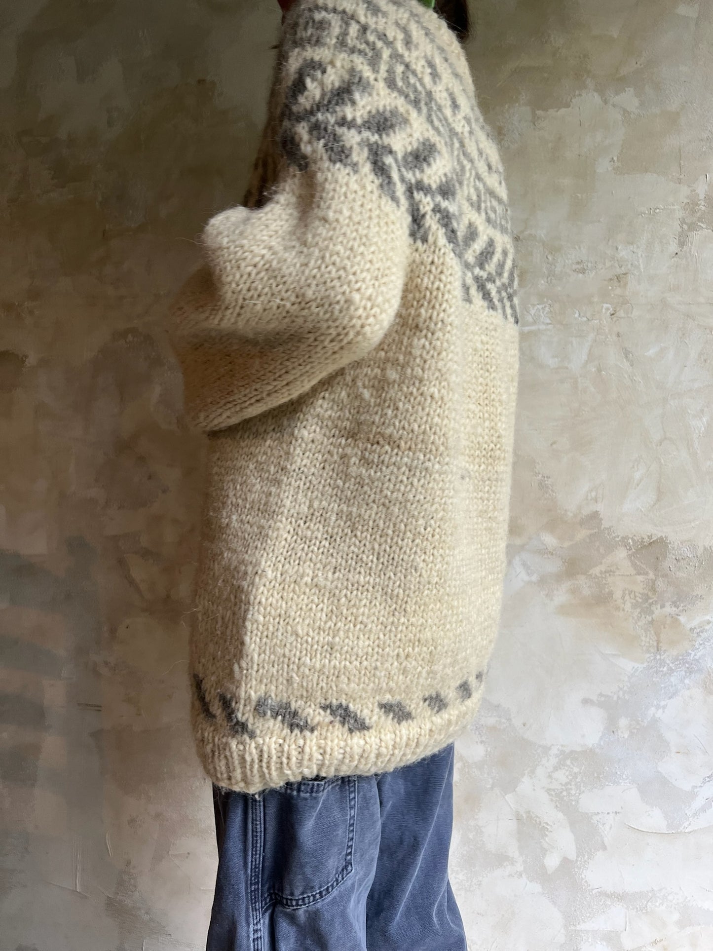 Icelandic Cream + Grey Wool Sweater