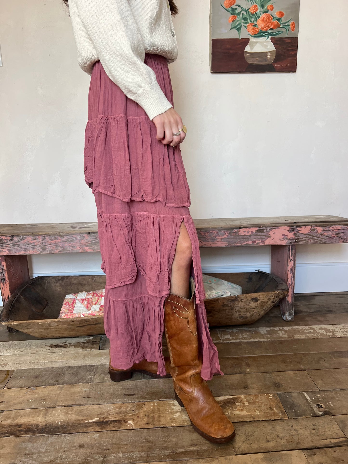 Oaxacan Raspberry Ruffle Skirt