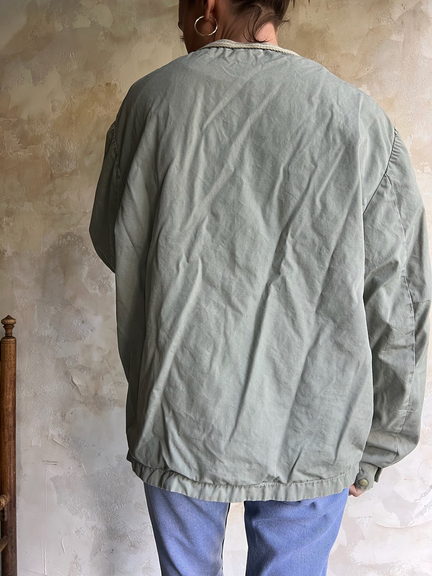 Sage Green Cotton Bomber Jacket