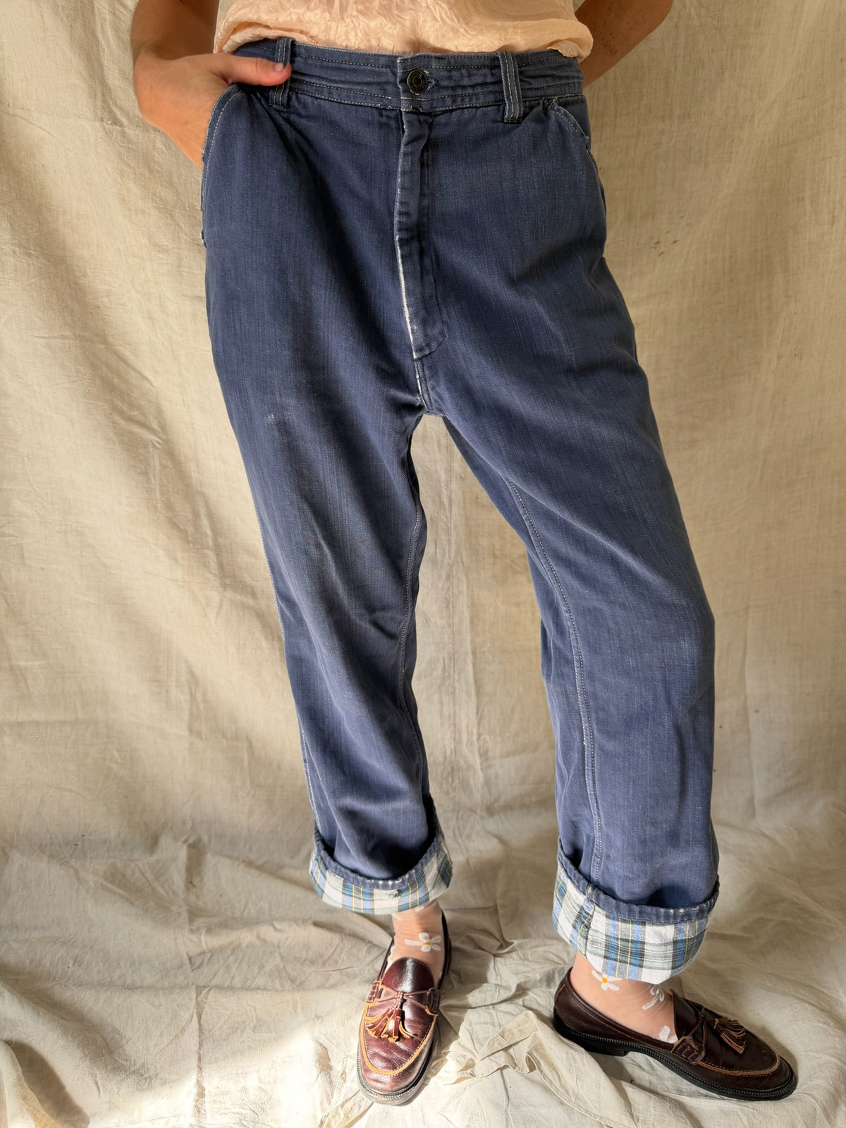 Plaid Lined Indigo Denim