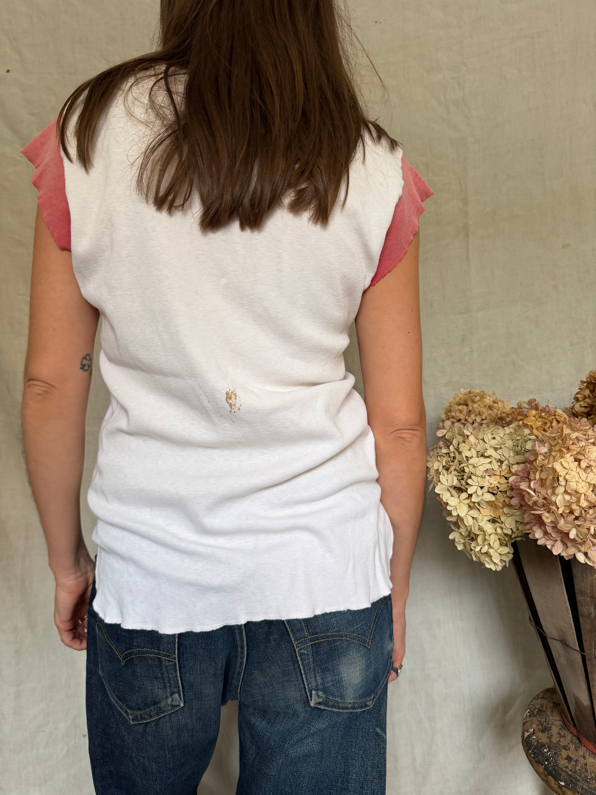 Vintage Well Loved Faded Cropped Ringer Tee