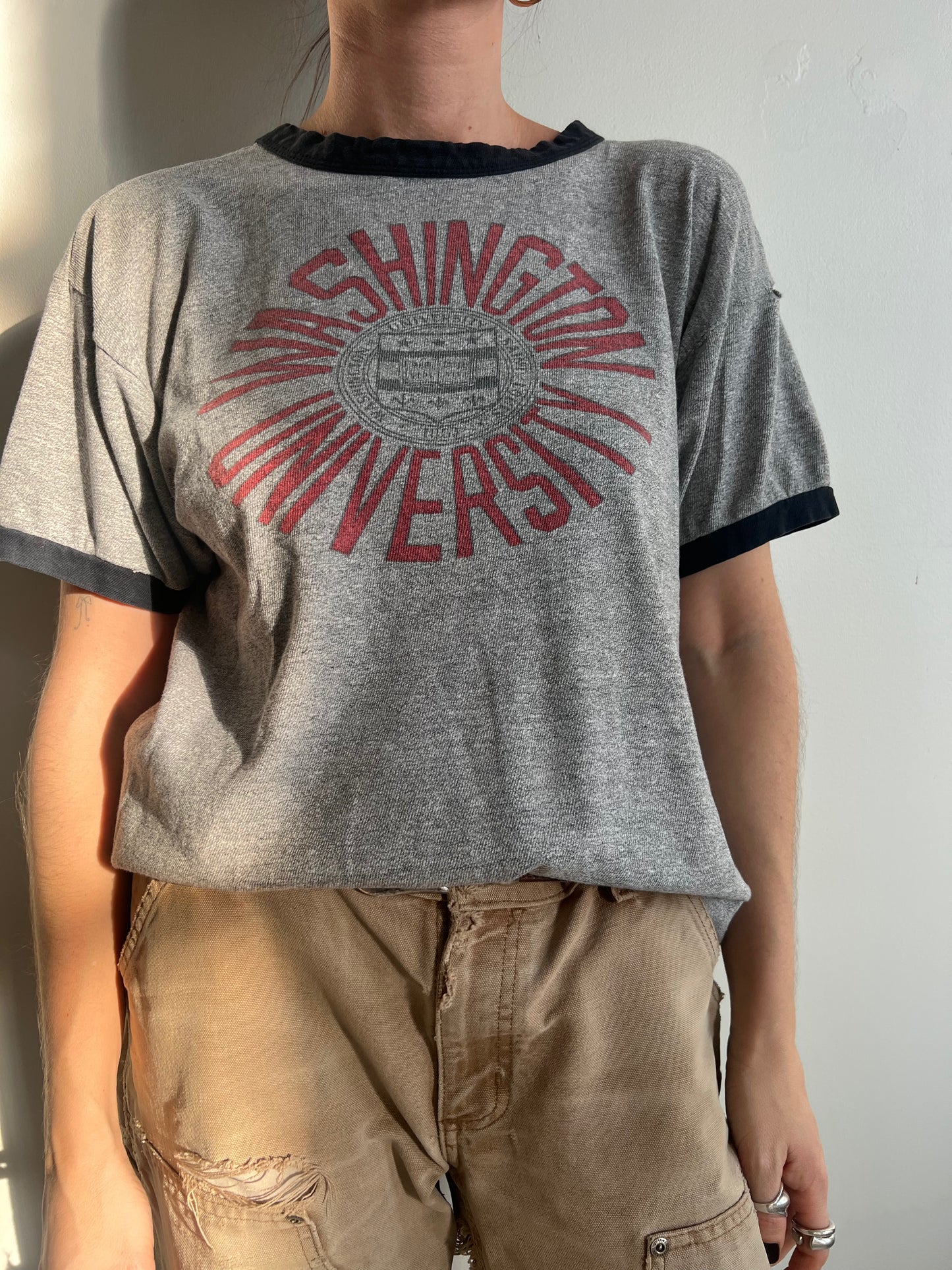 Grey Faded Washington University Tee