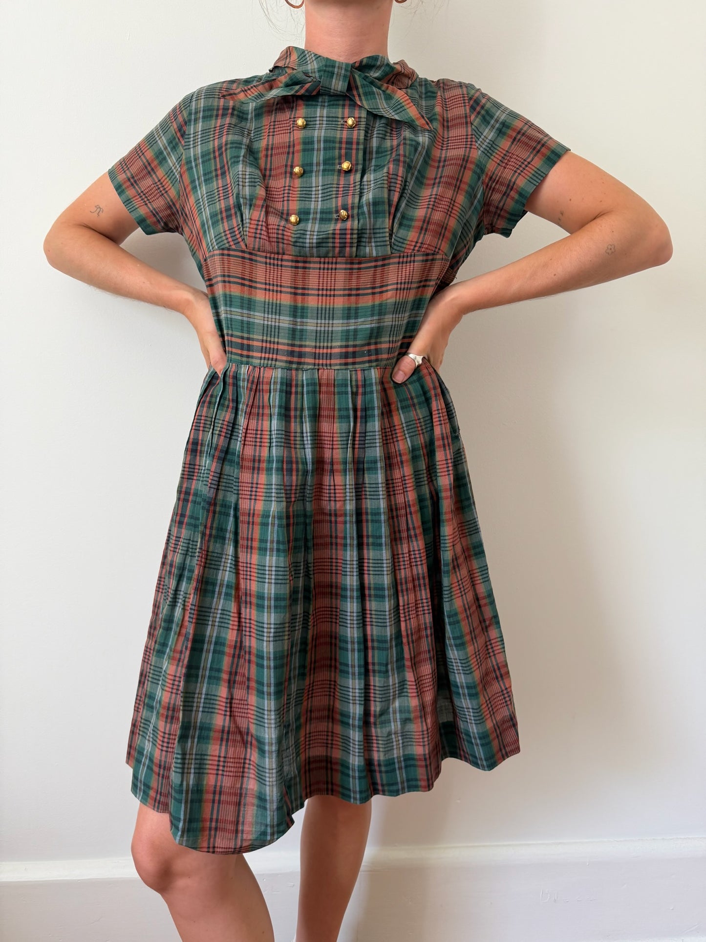 Orange and Green Plaid Dress