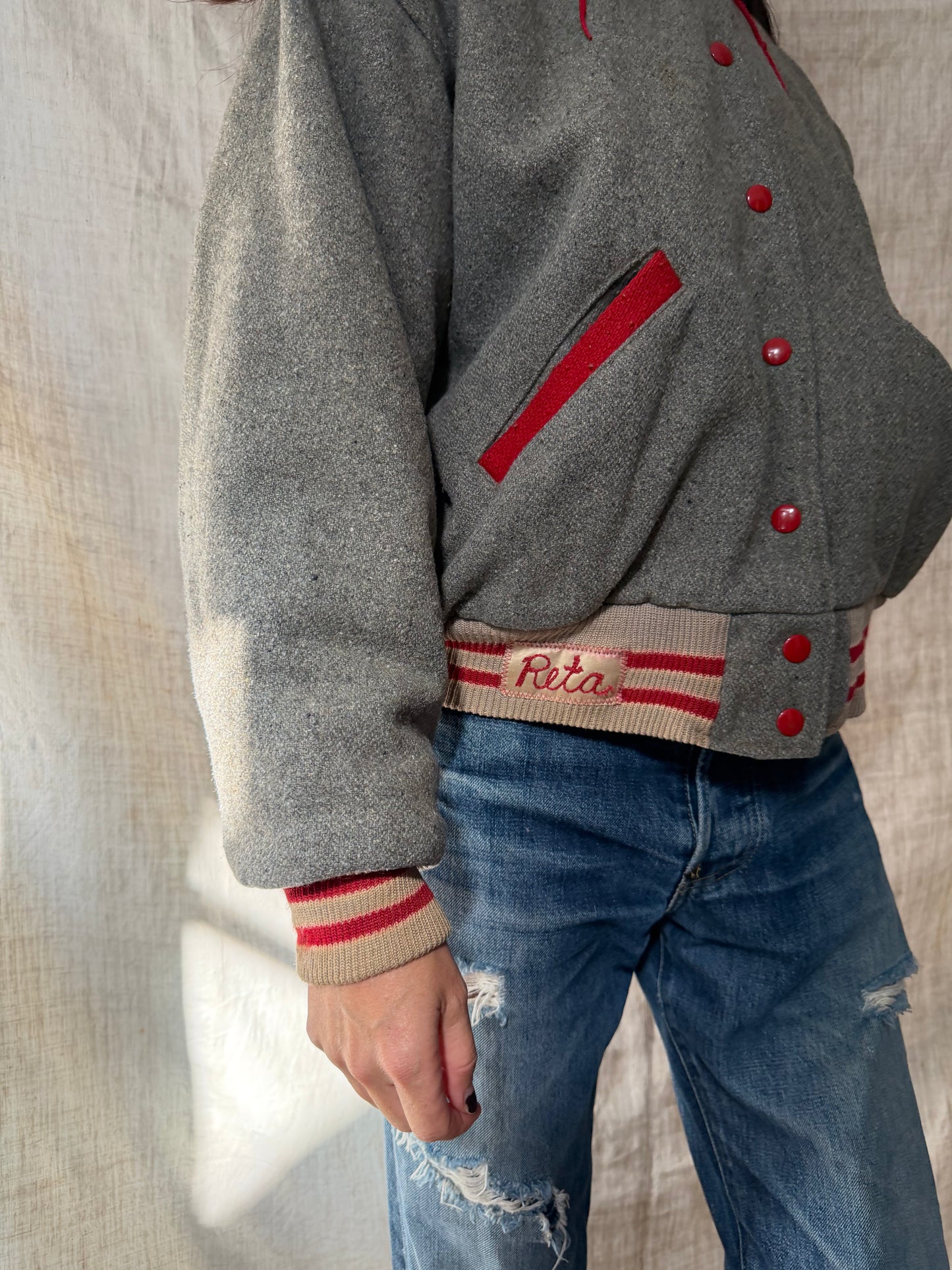 Warriors Grey + Red Cheerleading Jacket