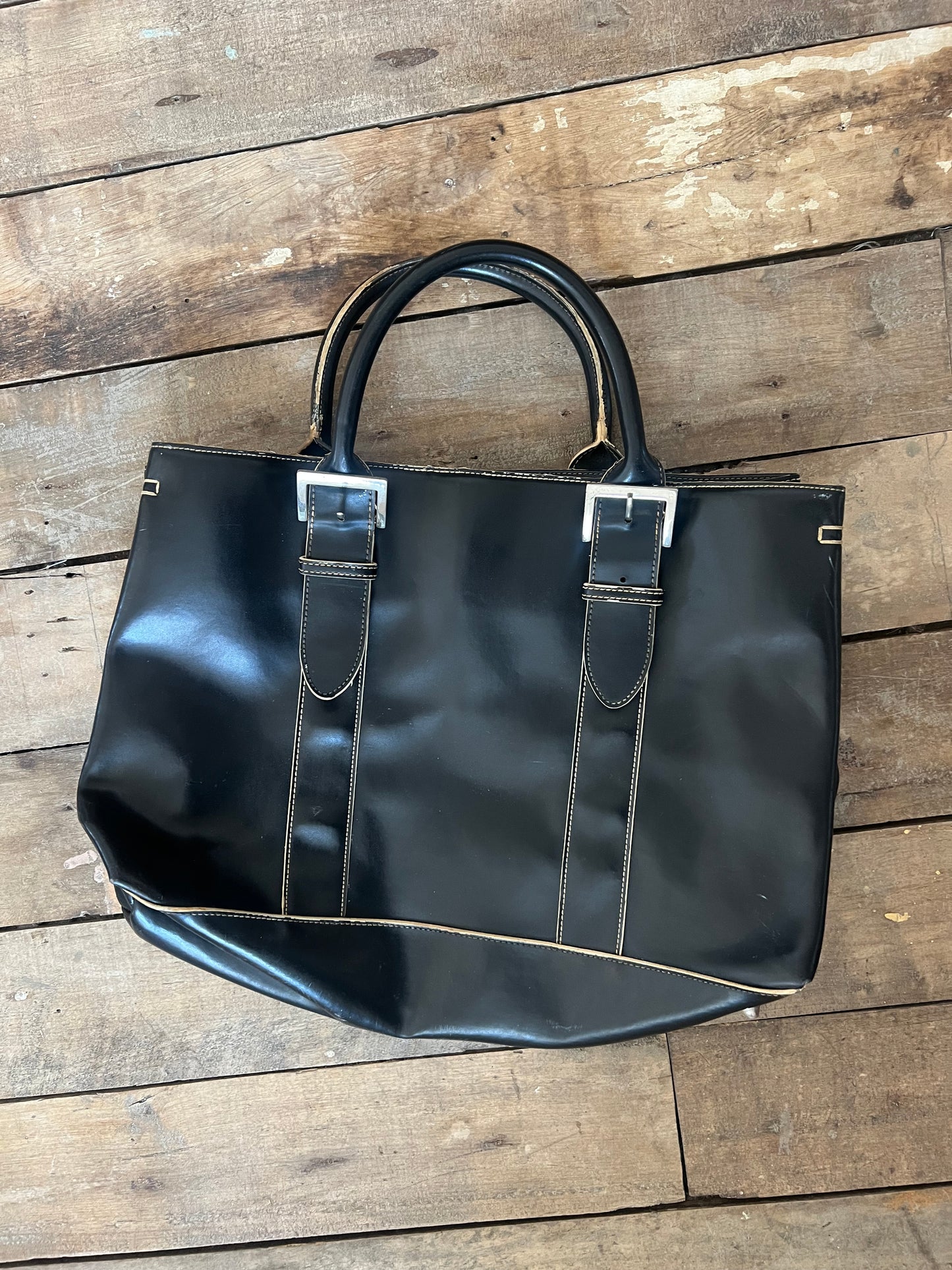 Black Bag w Cream Stitching