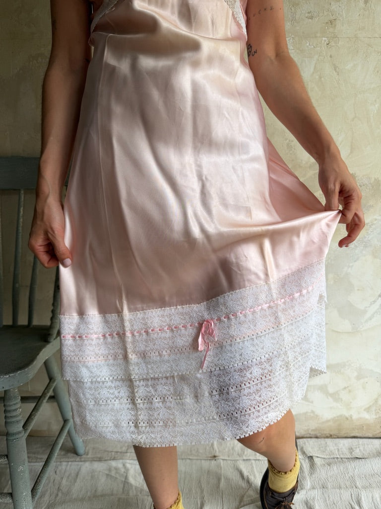 Italian Satin Baby Pink Slip Dress