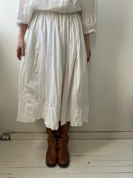 White Victorian Ruffled Long Skirt