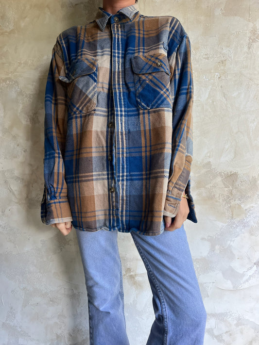 Blue and Tan Plaid Flannel
