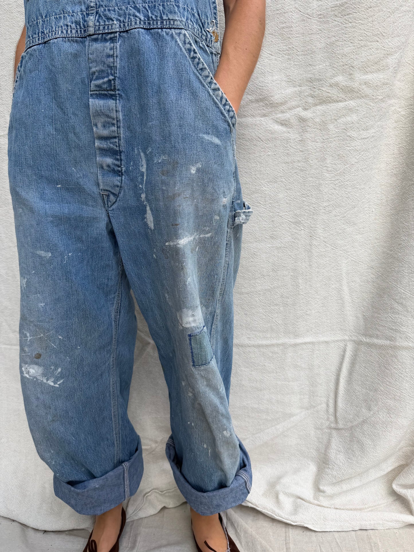 70s Lee Mended + Distressed Painters Overalls