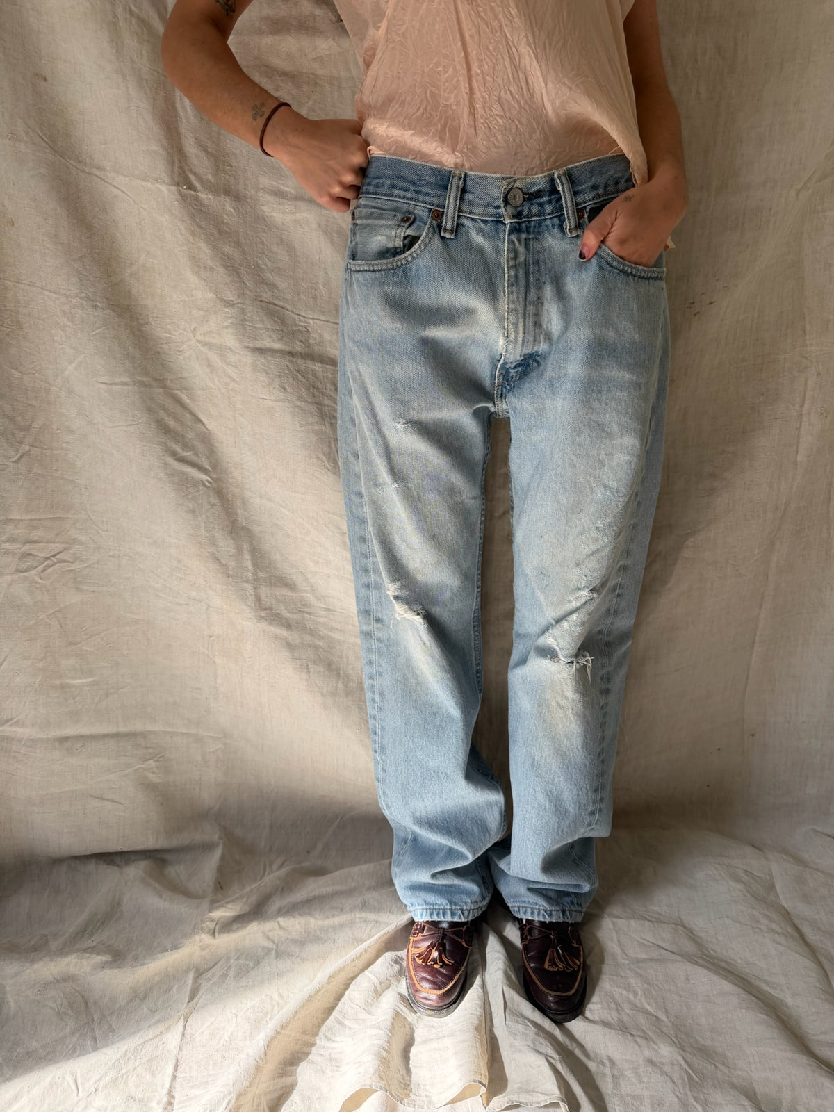 Distressed Light-Wash Levi’s 505