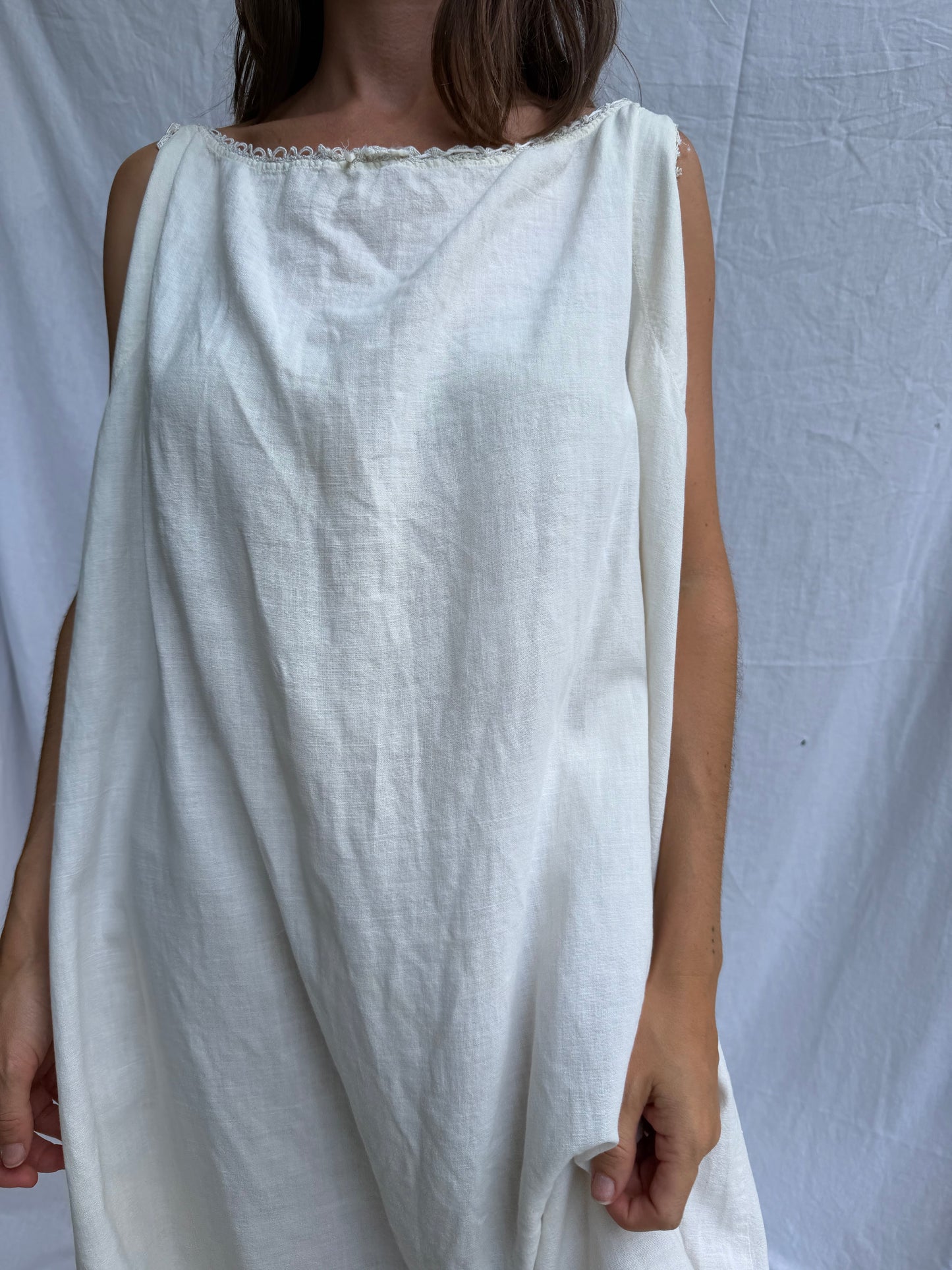 Off-White Victorian Cotton Smock with Bow