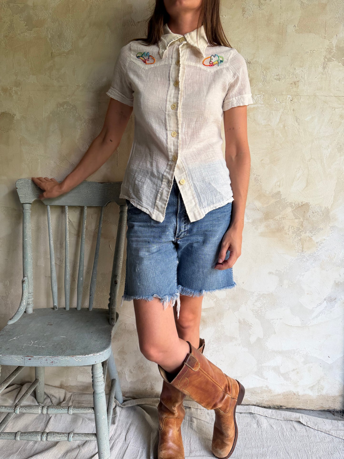Gauzy Cotton Button Up Top