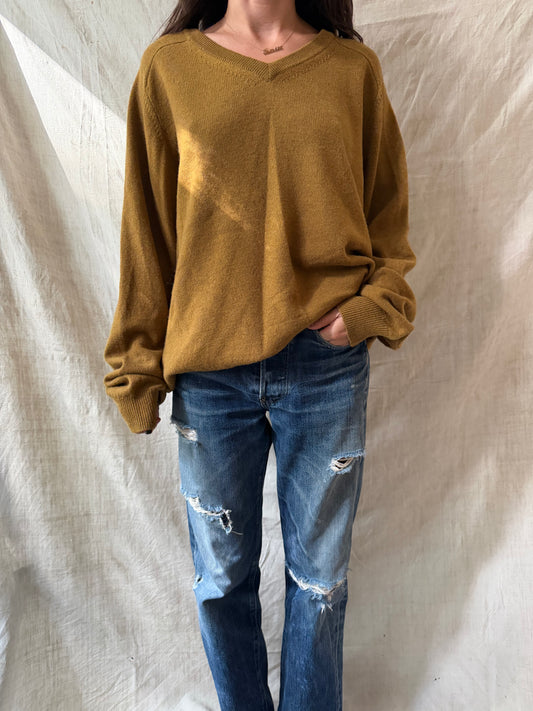 Ochre V Neck Wool Sweater