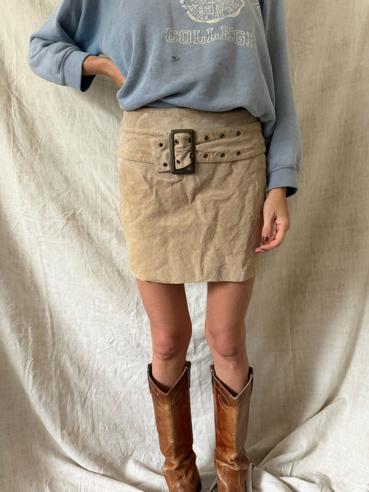 Suede Buckle Skirt