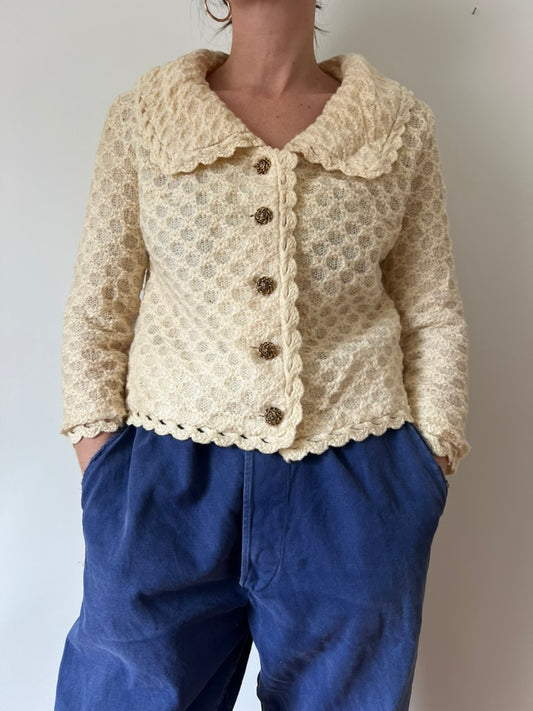 Cream Collared Cardigan