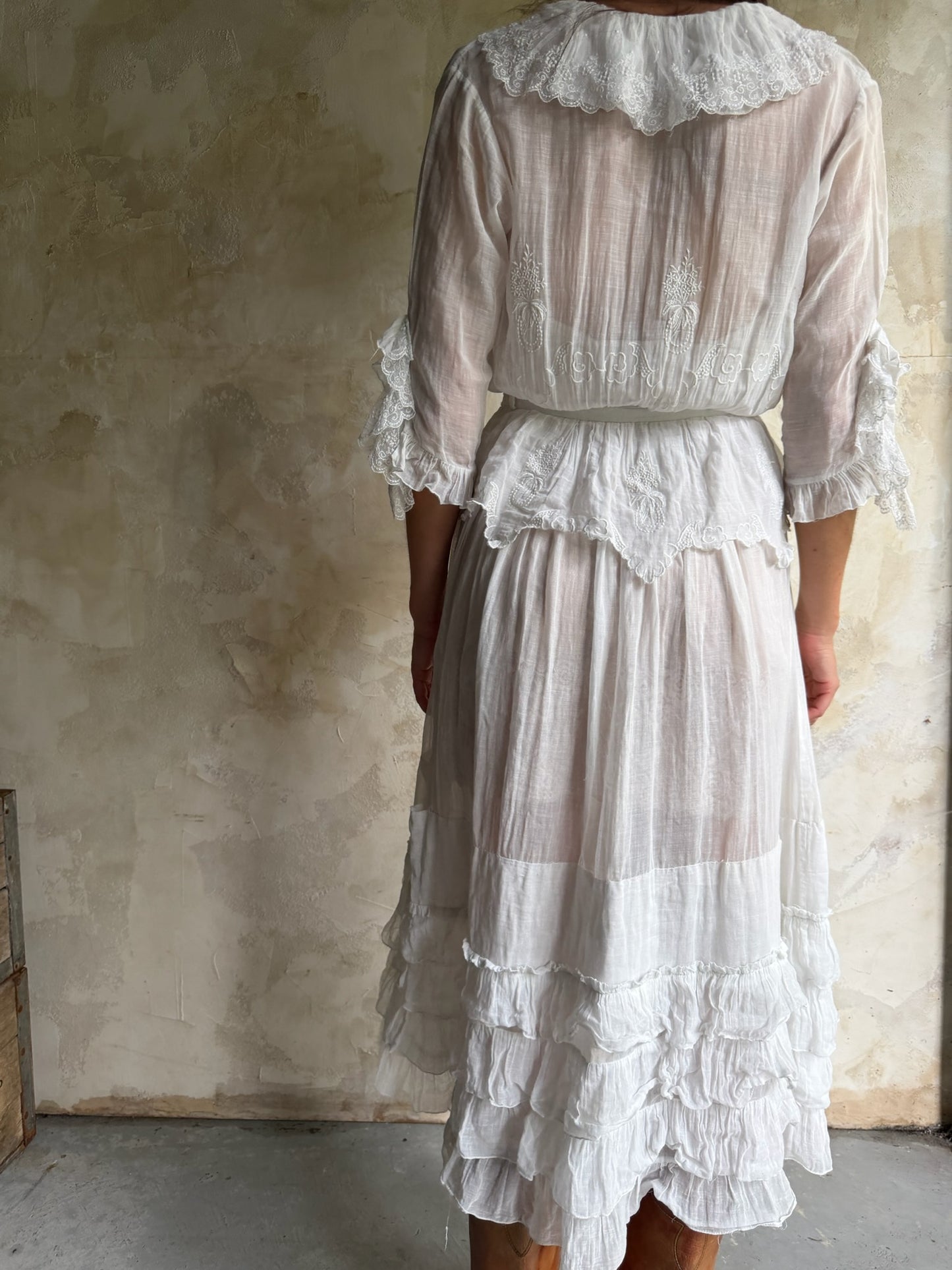 Edwardian White Ruffle Tea Dress