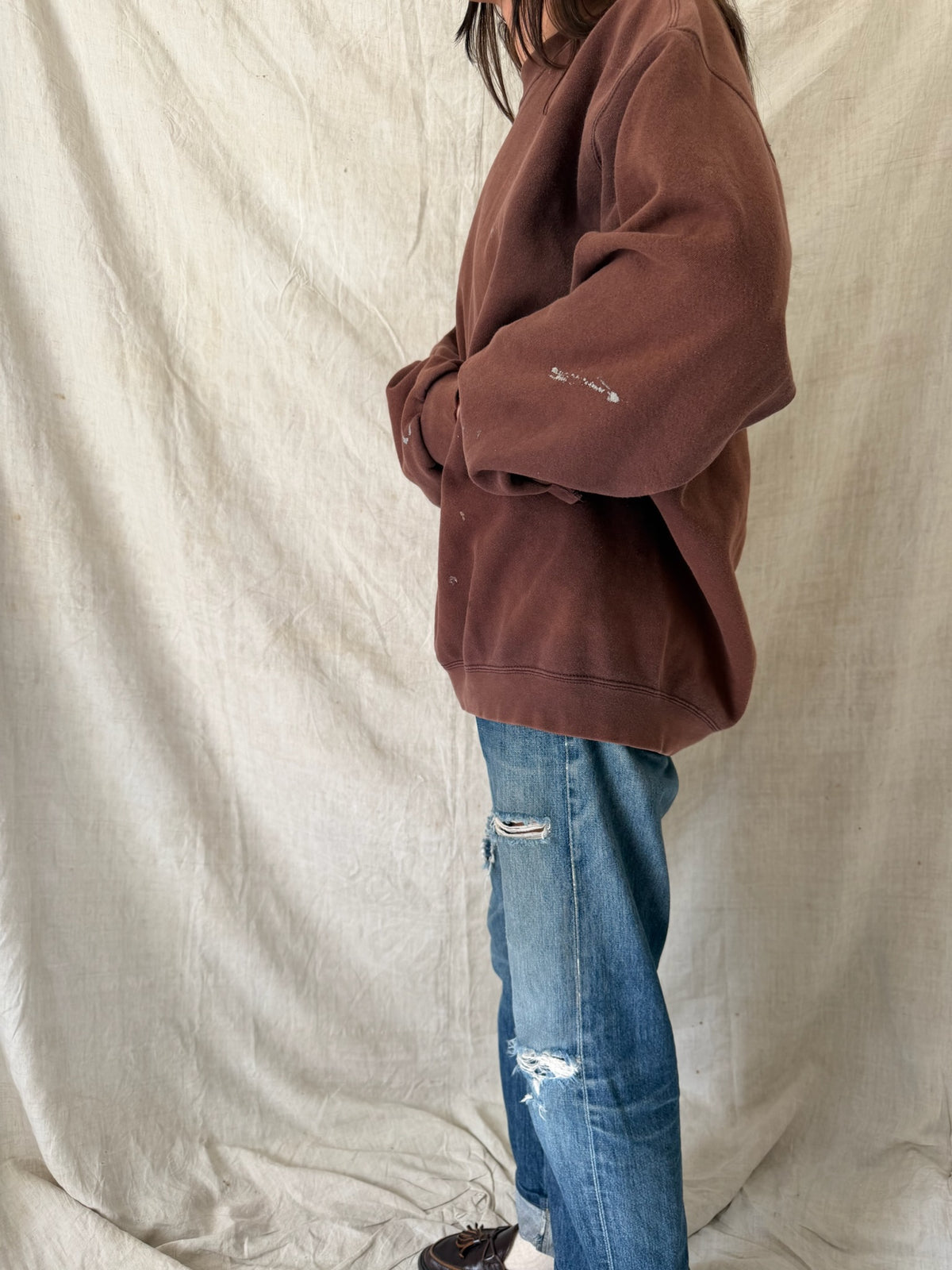 Chocolate Brown Painters Crewneck