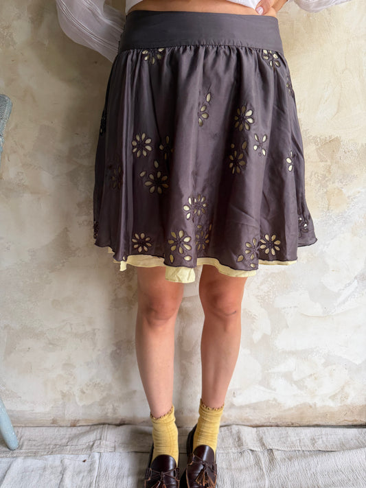 Silk Floral Skirt