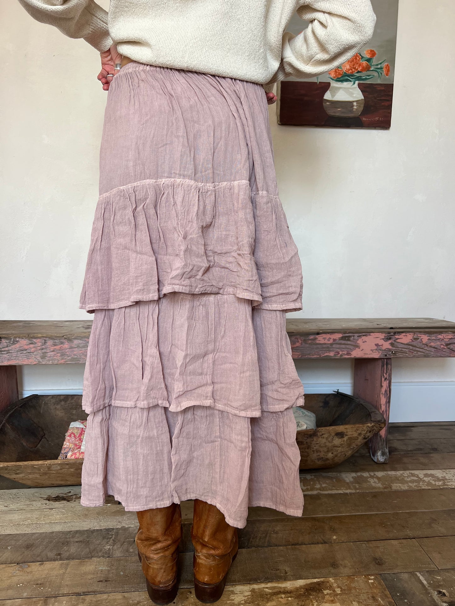 Oaxacan Rose Quartz Ruffle Skirt