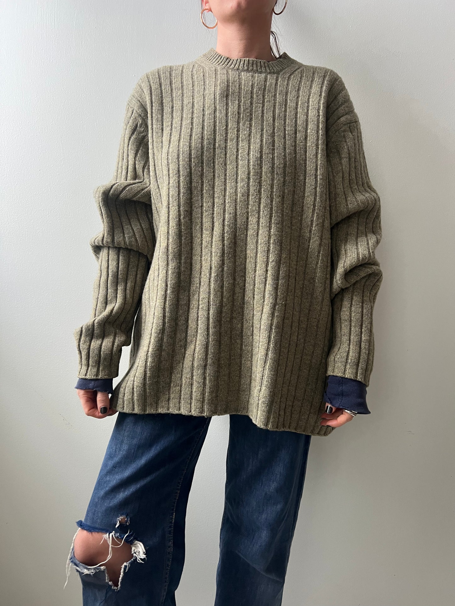 Ribbed Sage Green Sweater