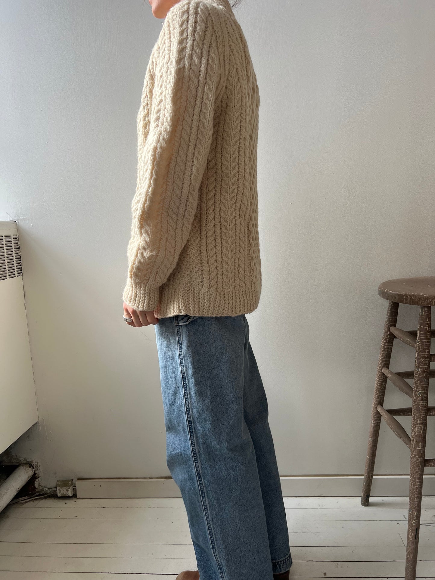 Jenners All Wool Cream Fisherman Sweater