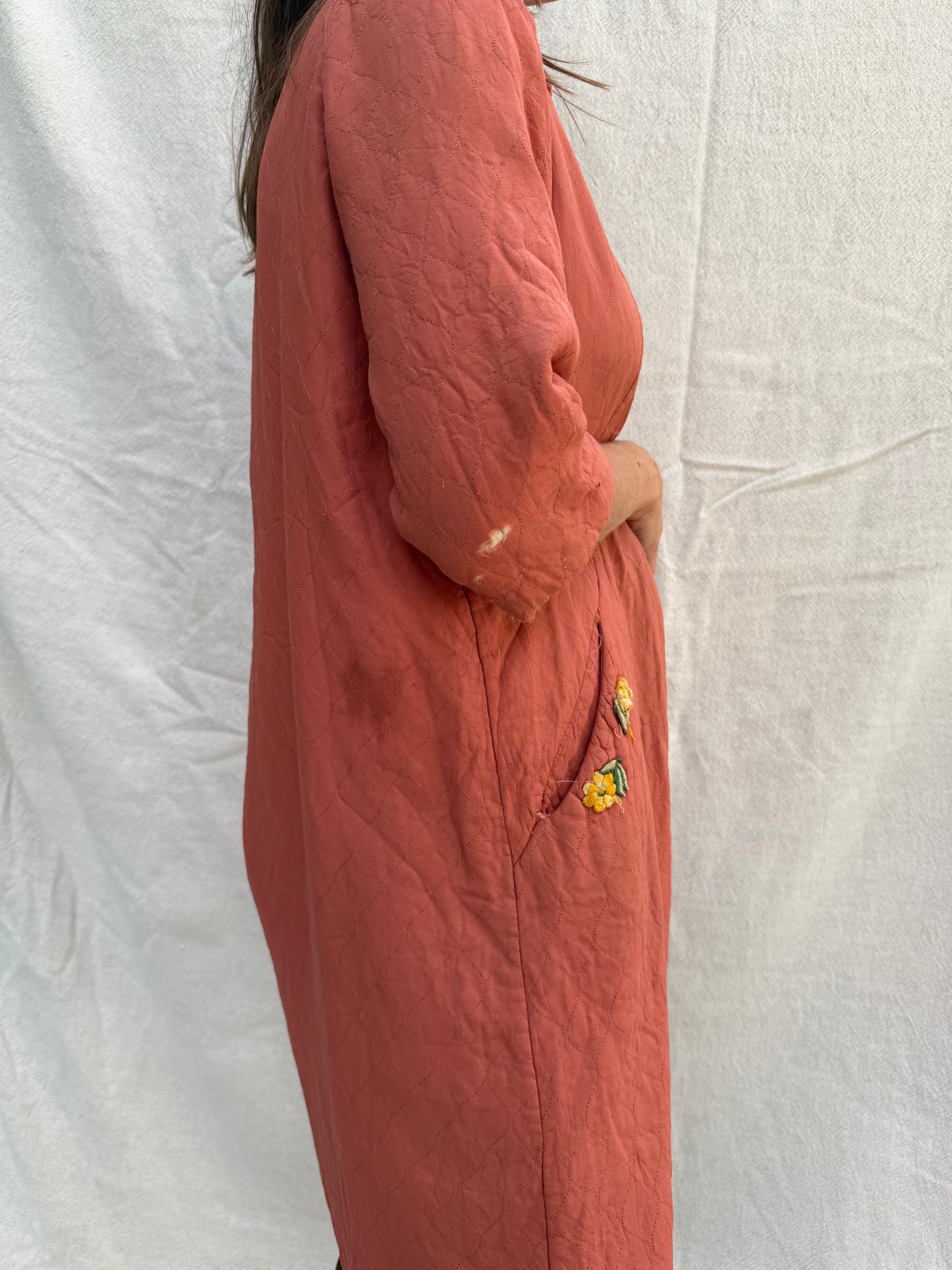1930s Peach Quilted Duster