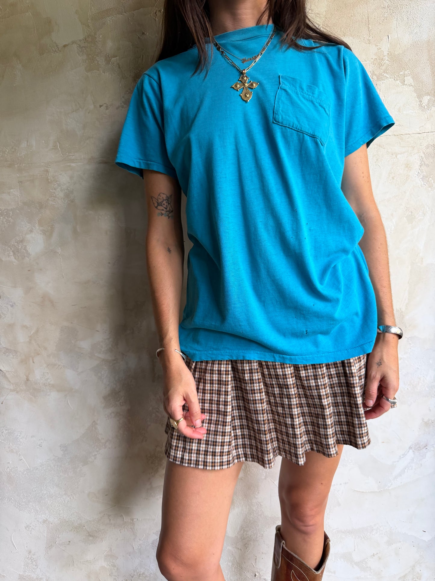 Thin Bright Blue Pocket Tee