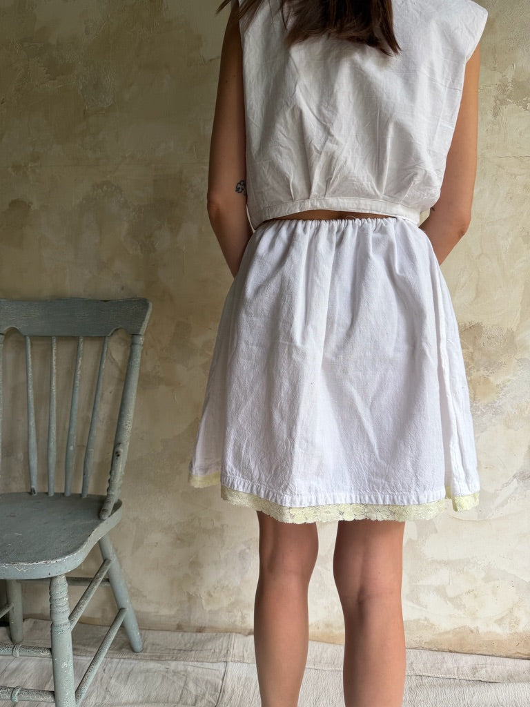 Reworked Skirt with Yellow Lace Trim