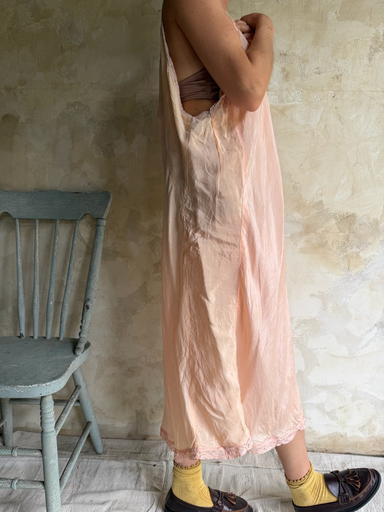 1940s Peachy Silk Slip Dress
