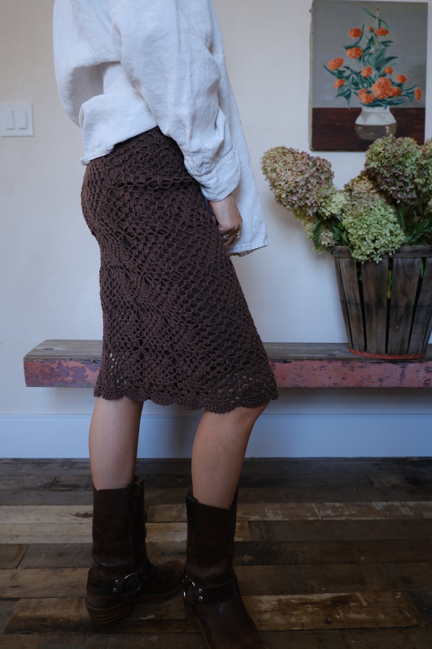 Brown Crochet Skirt