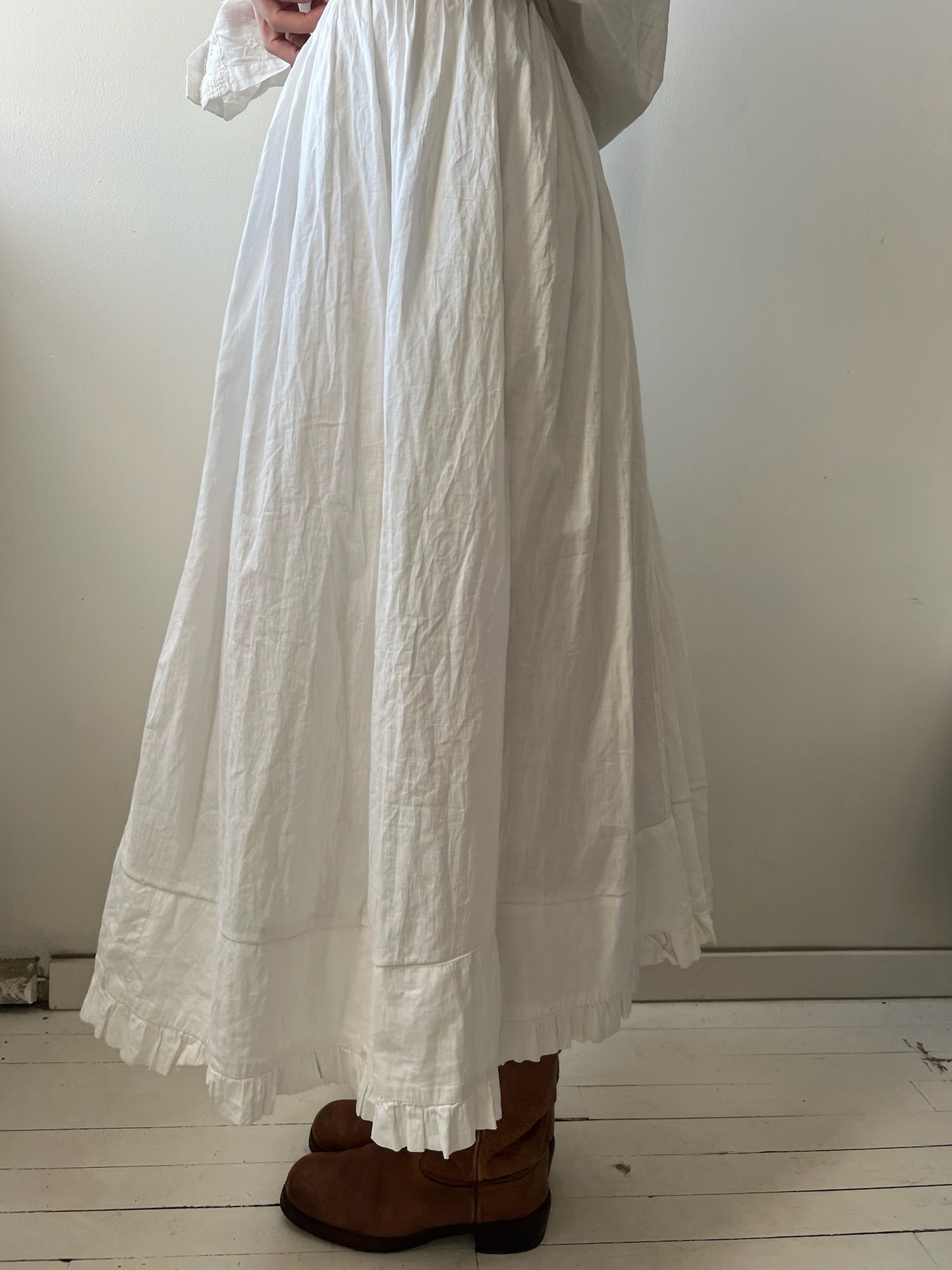 White Victorian Ruffled Long Skirt
