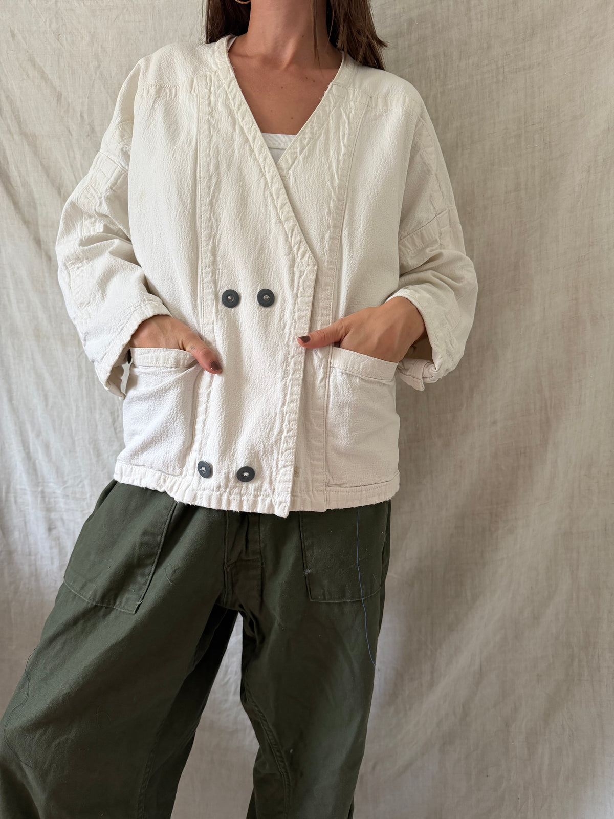 Off White Canvas Chore Jacket