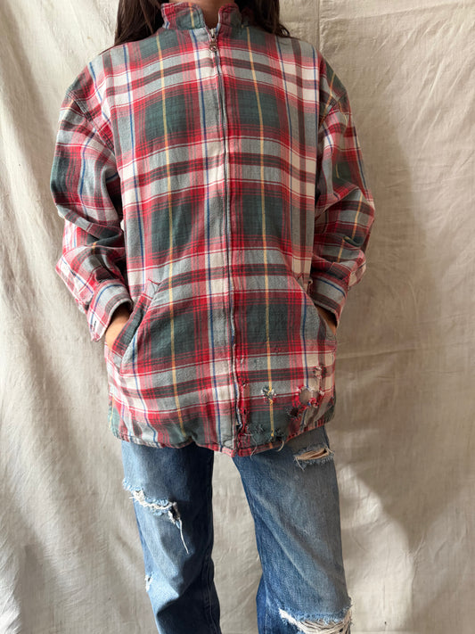 Distressed Plaid Flannel Shacket