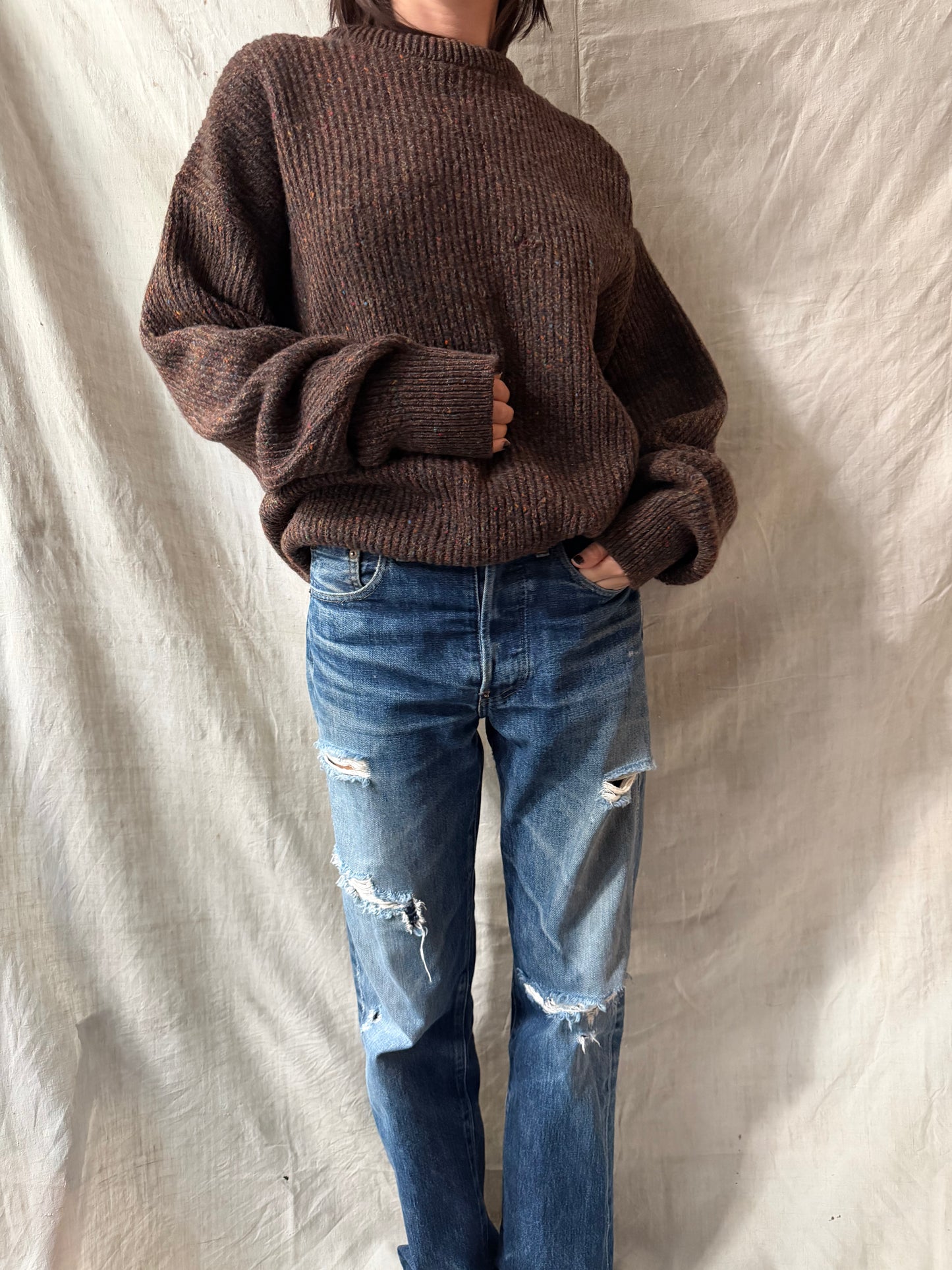 Brown Ribbed Sweater