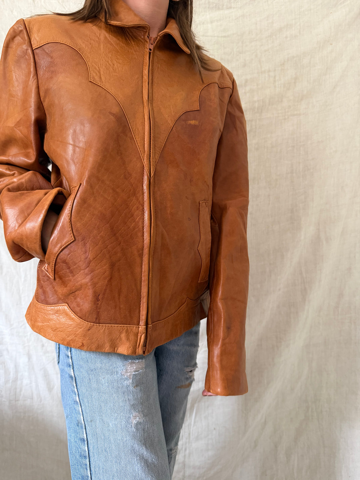 70s Tan Leather Jacket