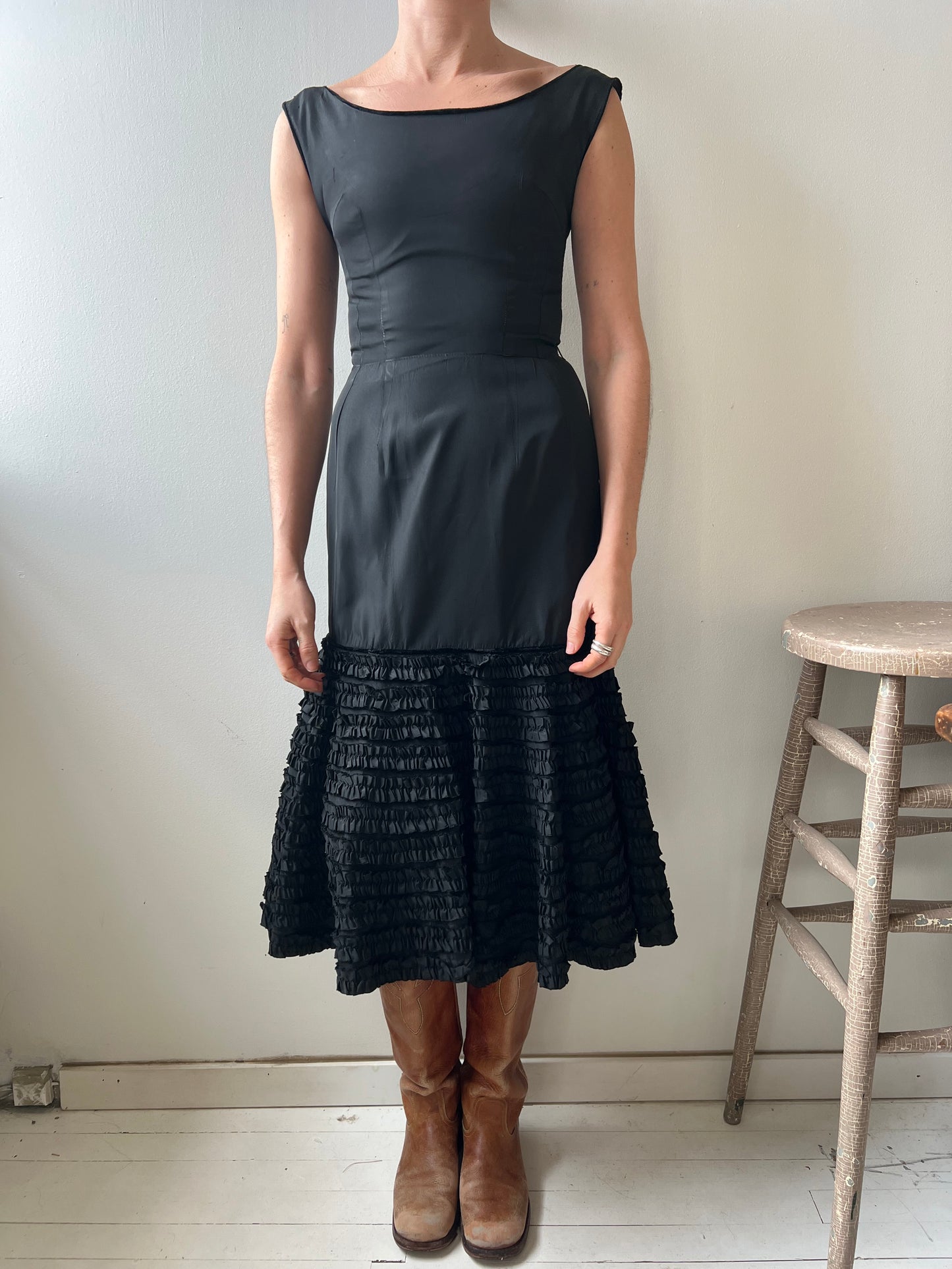 Black Ruffled Skirt Dress