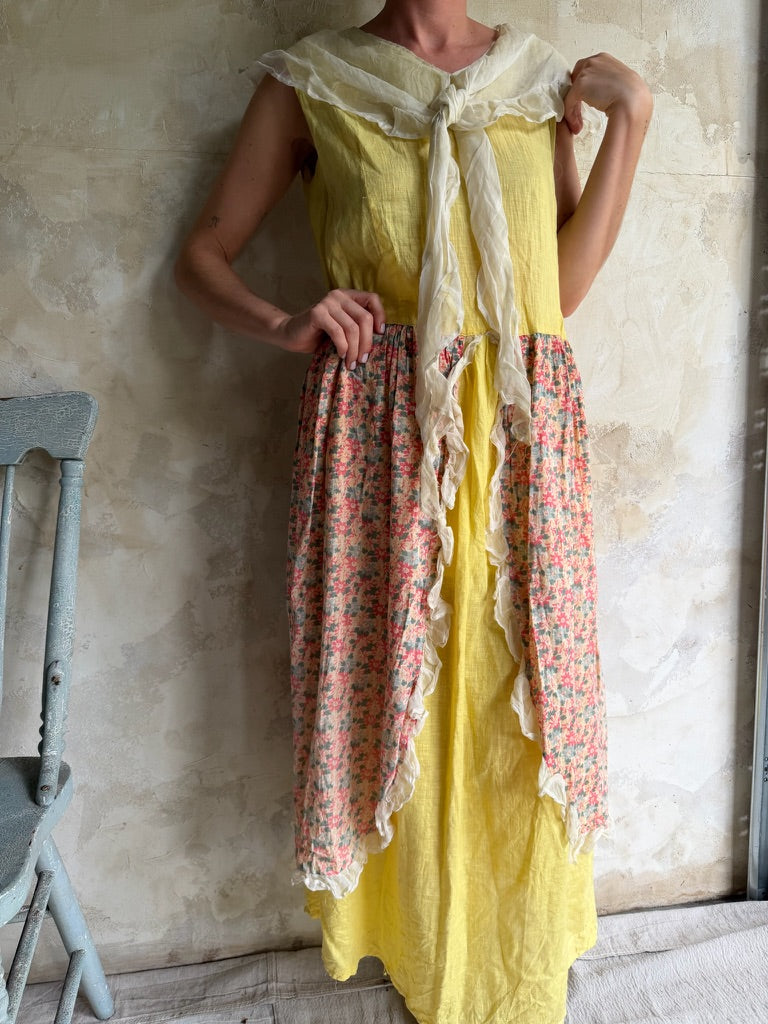 Antique Yellow Floral Dress