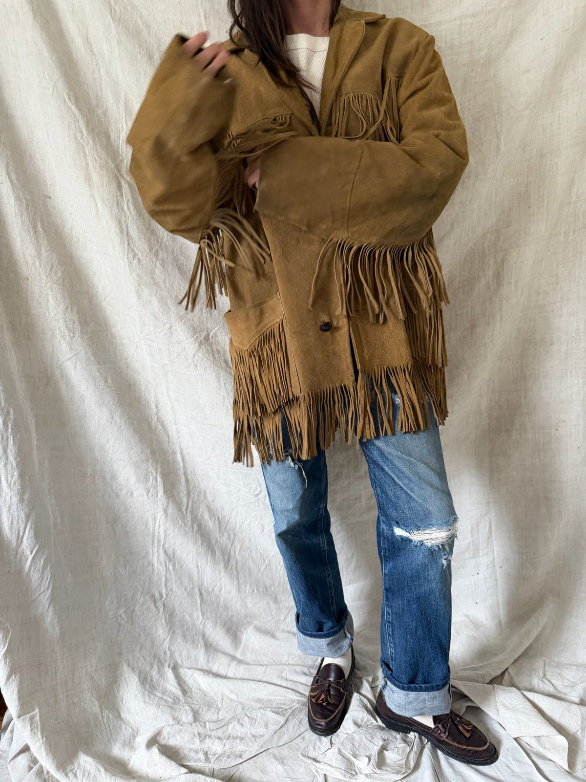 Tan Suede Fringe Jacket