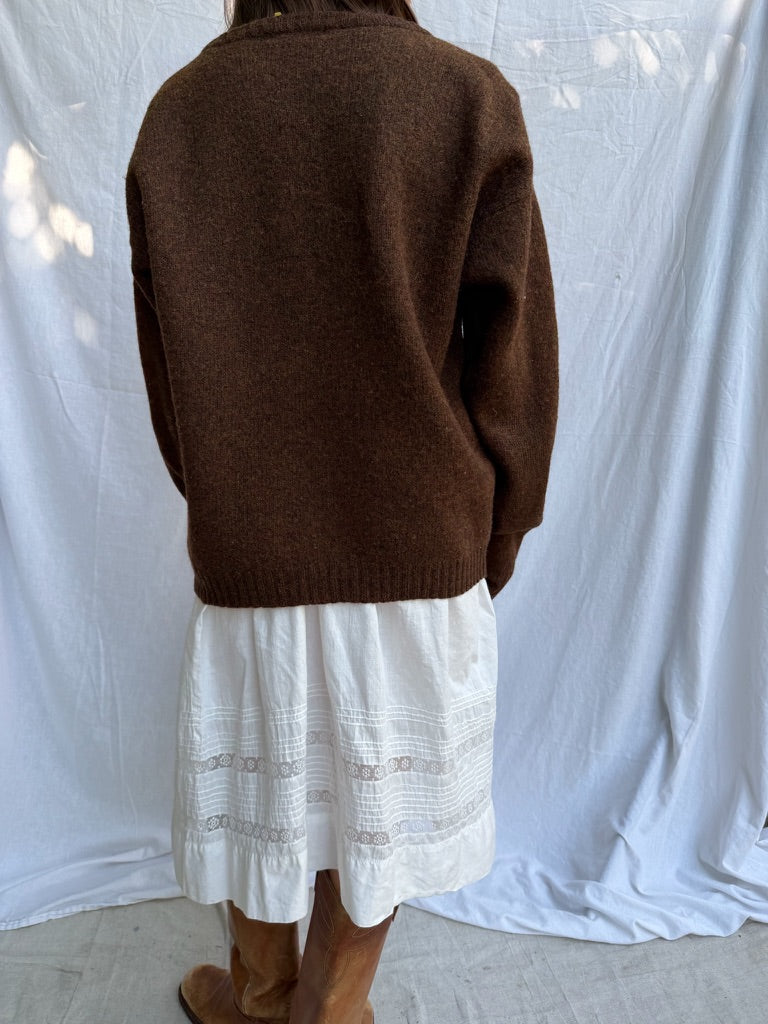 Chocolate Brown Wool Pullover