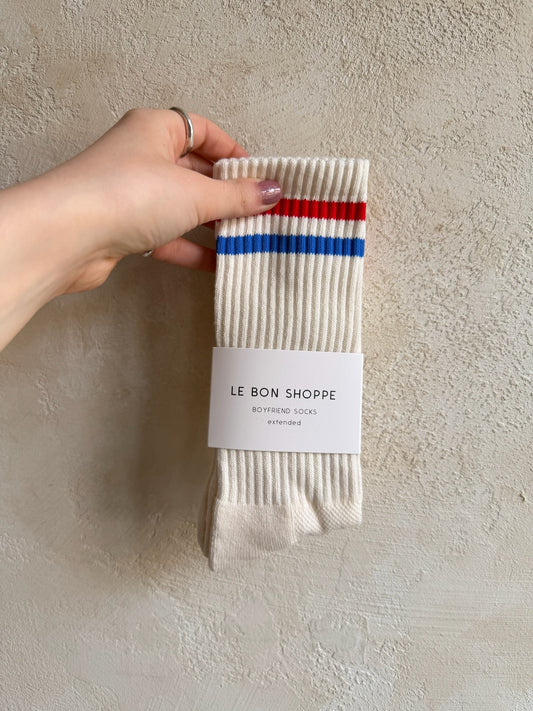 Extended Boyfriend Socks in Milk by Le Bon Shoppe
