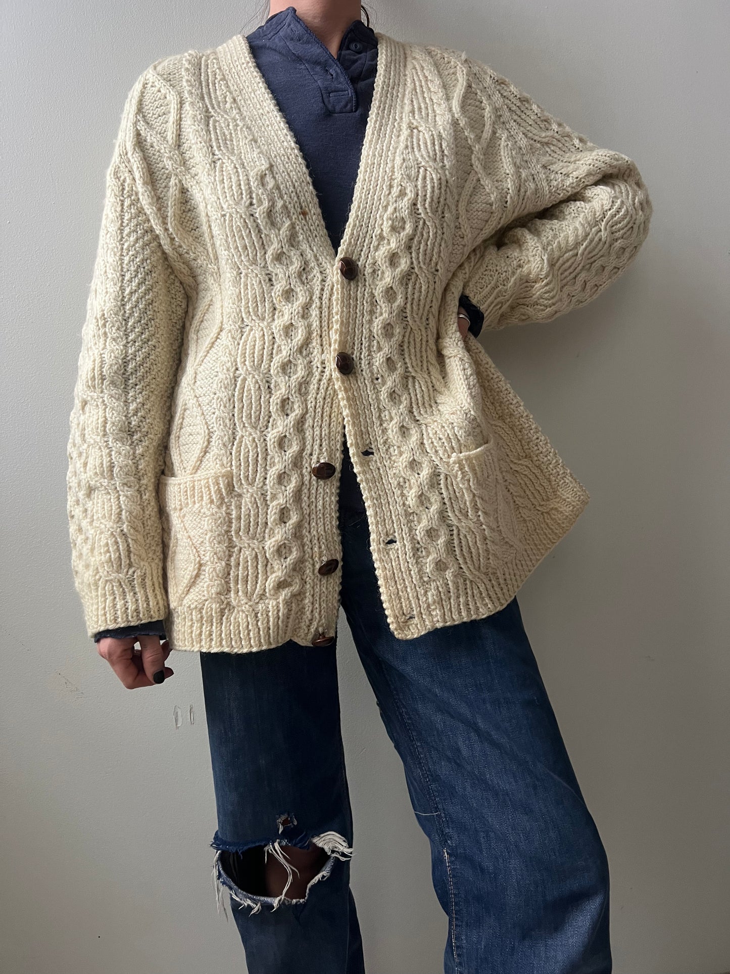 Cream Cable-knit Irish Cardigan