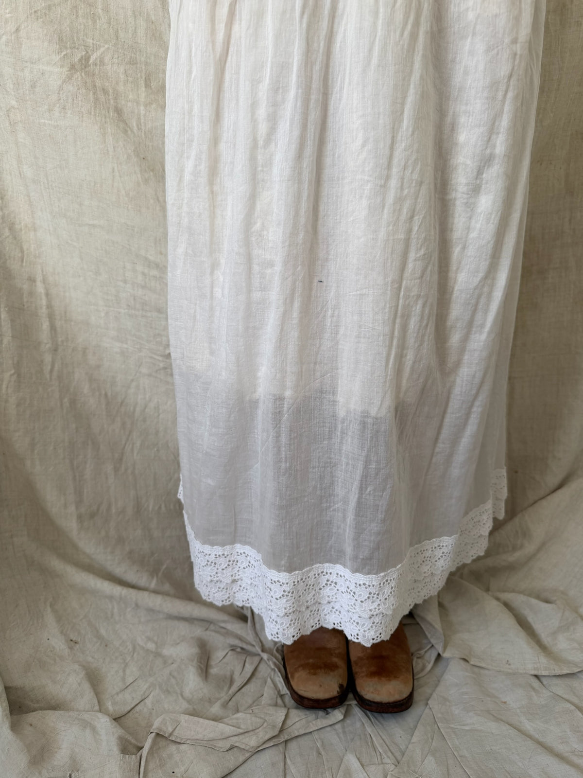 Edwardian White Cotton Tea Dress