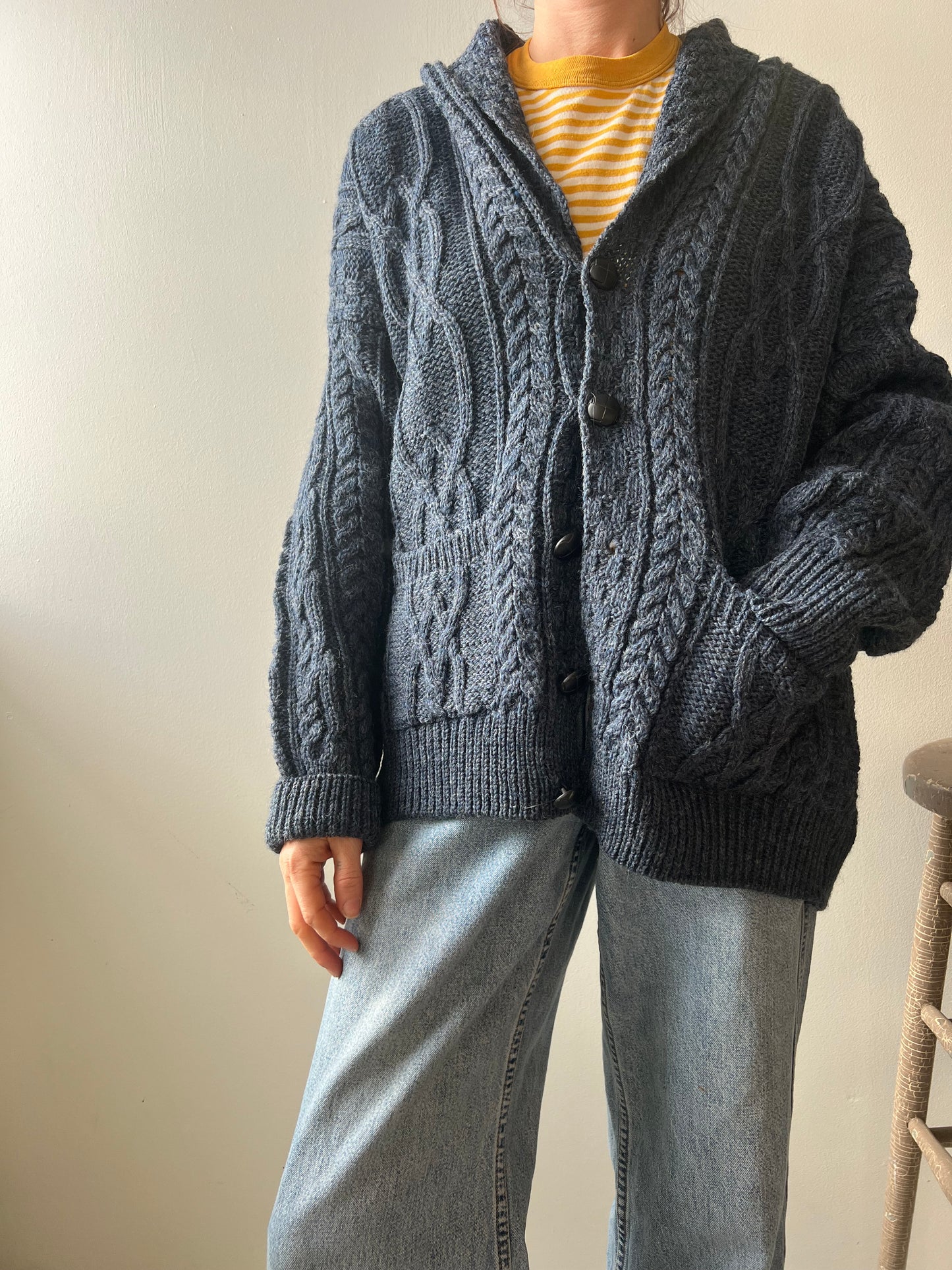 Navy Irish Wool Cardigan