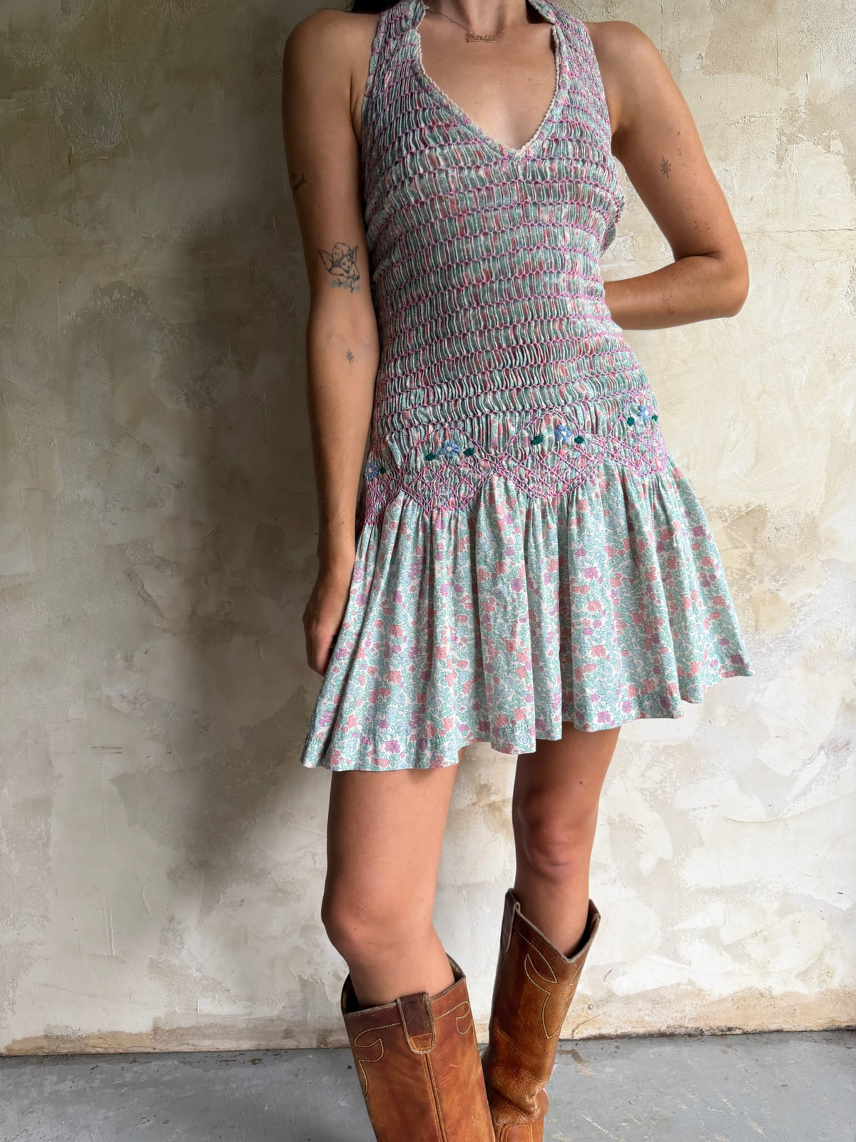 Floral Mini Halter Dress