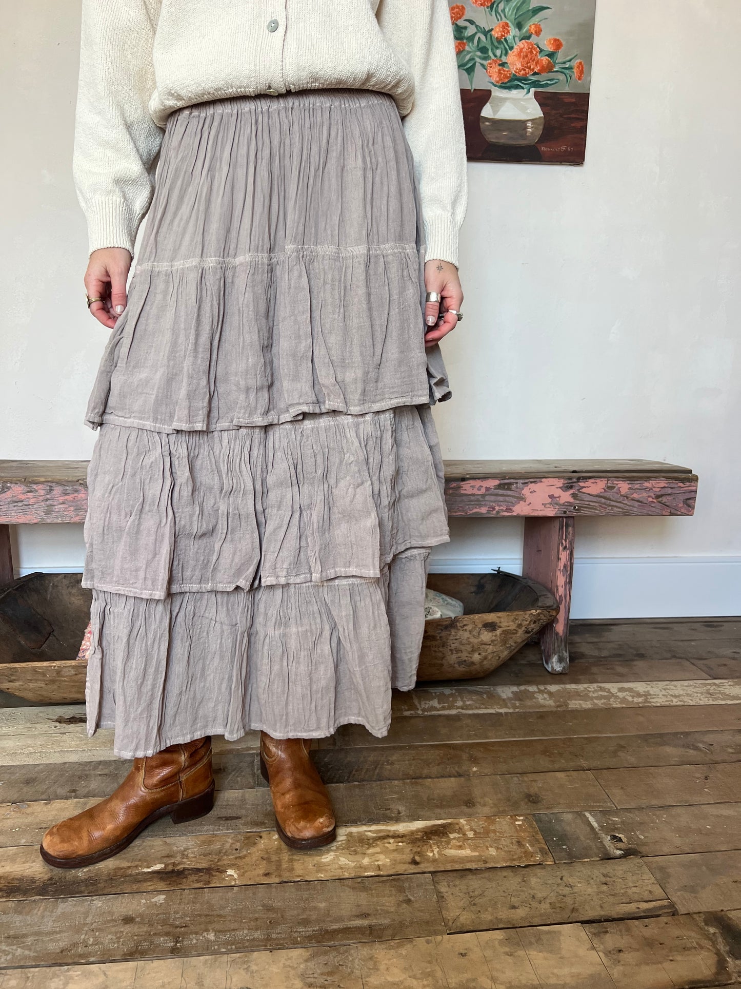 Oaxacan Stone Ruffle Skirt